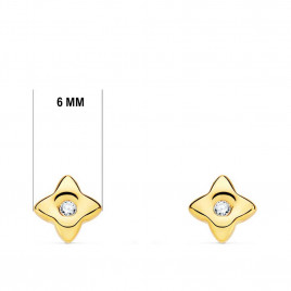 Boucles d'Oreilles Diamants Naturels 0.10 Carats - Or 18 Carats 750 Jaune - Puces Etoiles