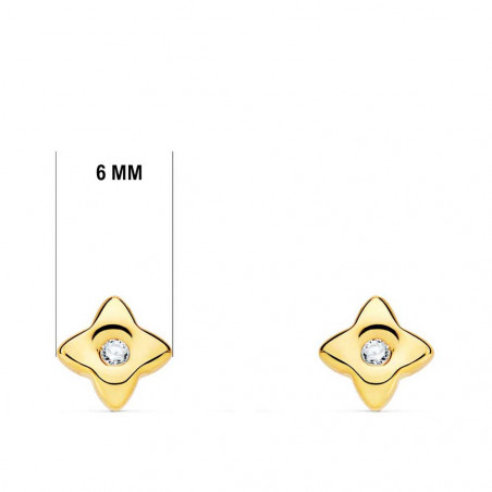 Boucles d'Oreilles Etoiles Solitaires Diamants Naturels 0.10 Carats - Or 18 Carats 750 Jaune