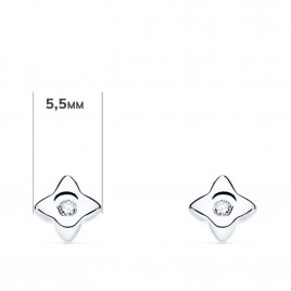 Boucles d'Oreilles Diamants Naturels 0.04 Carats - Or 18 Carats 750 Blanc - Puces Etoiles