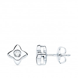 Boucles d'Oreilles Etoiles Solitaires Diamants Naturels 0.10 Carats - Or 18 Carats 750 Blanc