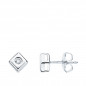 Boucles d'Oreilles Diamants Naturels 0.03 Carats - Or 18 Carats 750 Blanc - Puces Carrées