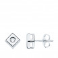 Boucles d'Oreilles Diamants Naturels 0.10 Carats - Or 18 Carats 750 Blanc - Puces Carrées