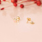 Boucles d'Oreilles Or 18 Carats 750 Jaune - Zirconiums et émail - Papillons