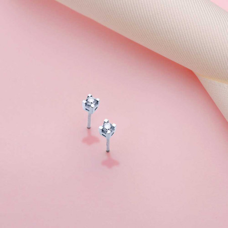 Boucles d'Oreilles Solitaires Diamants Naturels 0.20 Carats - Or 18 Carats 750 Blanc