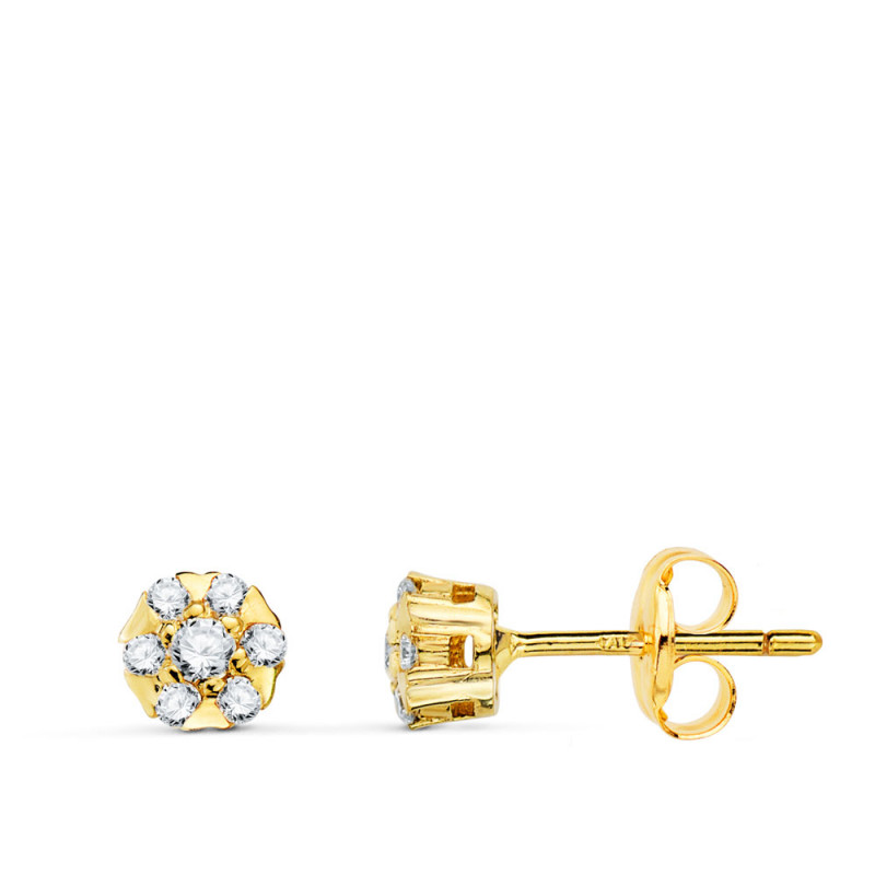 Boucles d'Oreilles Solitaires Accompagné Diamants Naturels 0.254 Carats - Or 18 Carats 750 Jaune