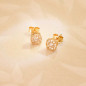 Boucles d'Oreilles Solitaires Accompagné Diamants Naturels 0.365 Carats - Or 18 Carats 750 Jaune