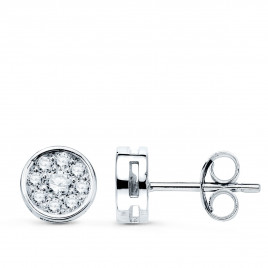 Boucles d'Oreilles Solitaires Accompagné Diamants Naturels 0.36 Carats - Or 18 Carats 750 Blanc