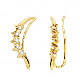 Boucles d'Oreilles Or 18 Carats 750 Jaune - Contours Grimpeurs - Etoiles