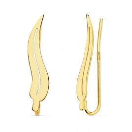 Boucles d'Oreilles Or 18 Carats 750 Jaune - Contours Grimpeurs - Feuilles