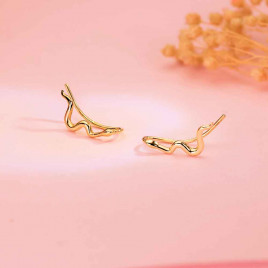 Boucles d'Oreilles Or 18 Carats 750 Jaune - Contours Grimpeurs - Serpent