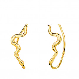 Boucles d'Oreilles Or 18 Carats 750 Jaune - Contours Grimpeurs - Serpent