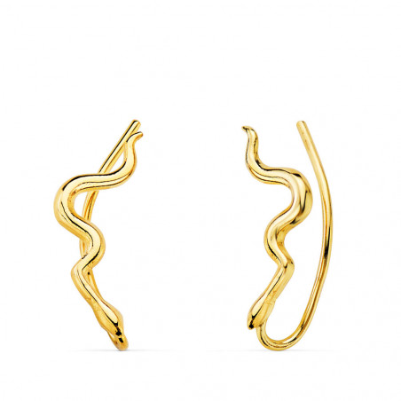 Boucles d'Oreilles Or 18 Carats 750 Jaune - Contours Grimpeurs - Serpent