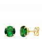 Boucles d'Oreilles Or 18 Carats 750 Jaune - Zirconiums Vert Emeraude