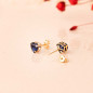 Boucles d'Oreilles Or 18 Carats 750/000 - Zirconiums Bleu Saphir