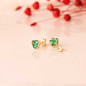 Boucles d'Oreilles Or 18 Carats 750/000 - Zirconiums Vert Emeraude