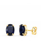 Boucles d'Oreilles Or 18 Carats 750/000 - Zirconiums Bleu Saphir