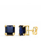 Boucles d'Oreilles Or 18 Carats 750/000 - Zirconiums Bleu Saphir