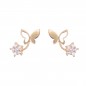 Boucles d'Oreilles Papillons - Or Jaune et Zirconiums - Femme ou Enfant