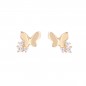 Boucles d'Oreilles Papillons - Or Jaune et Zirconiums - Femme ou Enfant