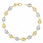 Bracelet 2 Ors -  Or Bicolore - Maille Grain de Café Jaune et Blanc - Femme