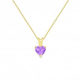 Collier - Pendentif Or Jaune Améthyste Coeur - Femme