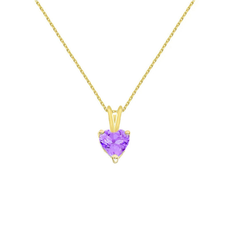 Pendentif Or Jaune Améthyste Coeur - Femme - Chaine Offerte