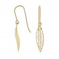 Boucles d'Oreilles Dormeuses Feuilles Or Jaune - Femme