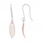 Boucles d'Oreilles Dormeuses Feuilles Or Bicolore - Femme