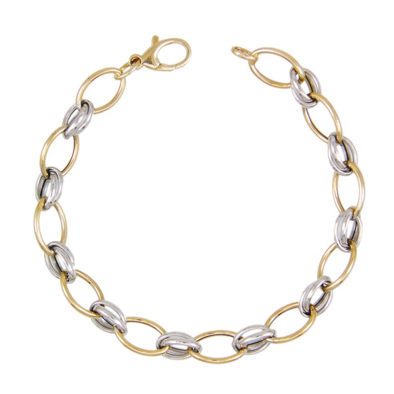 Bracelet Or Bicolore Jaune et Blanc - Femme