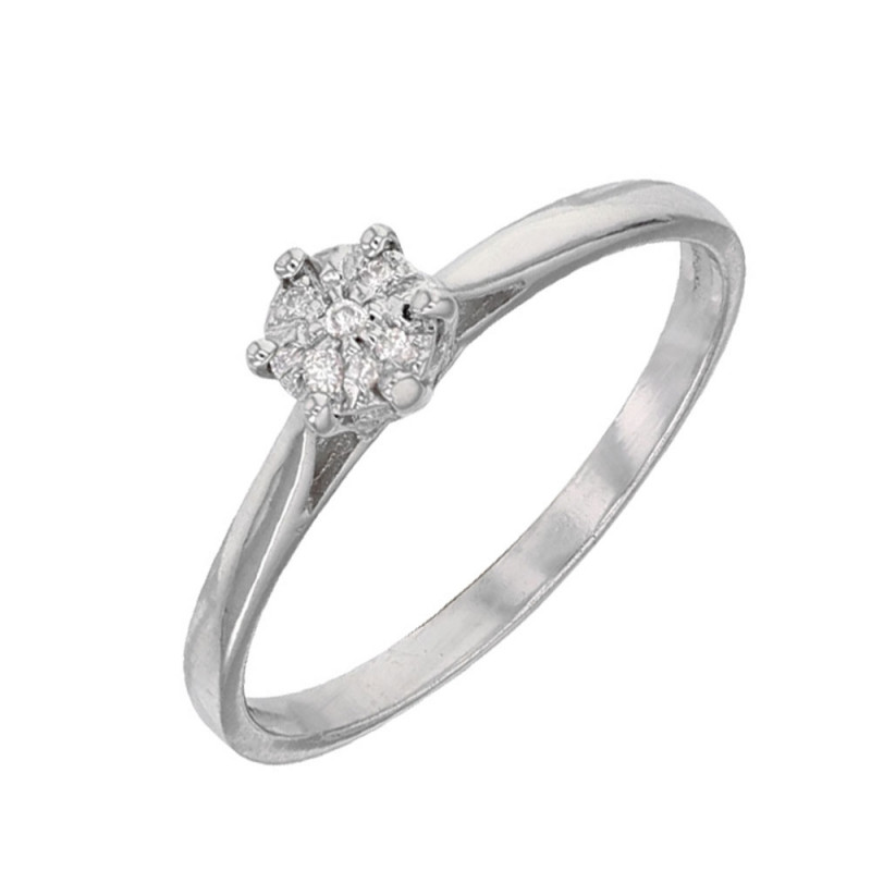 Bague Diamants Or Blanc - Solitaire 6 Griffes