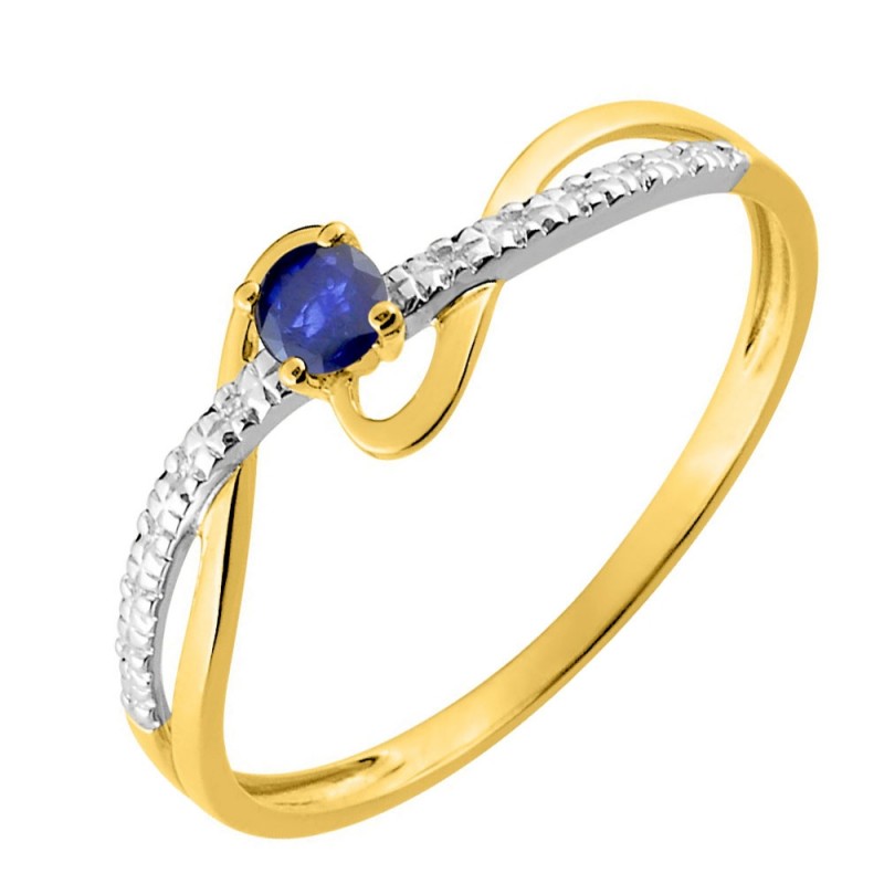 Bague Or et Saphir Bleu