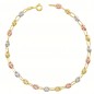 Bracelet 3 Ors - Or Tricolore - Grain de Café Jaune, Blanc et Rose - Femme