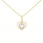 Collier - Pendentif Or Jaune Coeur Serti de Diamants - Chaine Dorée Offerte