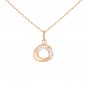 Collier - Pendentif Or Rose Anneaux Enlacés Sertis de Zirconiums - Chaine Dorée Rose Offerte