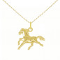 Collier - Pendentif Cheval Or Jaune - Chaine Dorée Offerte - Enfant