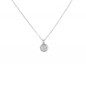 Collier - Pendentif Or Blanc Pavé Diamants - Chaine Argentée - Femme