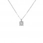 Collier - Pendentif Or Blanc Pavé Diamants - Chaine Argentée - Femme