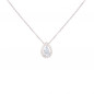 Collier Or Blanc Topaze Bleue en Goutte et Zirconiums – Femme