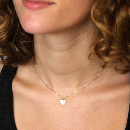 Collier Femme Or Jaune - Motif Coeur - Pavé de Zirconiums