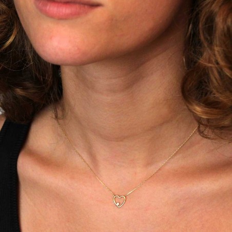 Collier Or Jaune et Diamant Solitaire - Motif Coeur – Femme