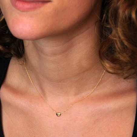 Collier Femme Or Jaune et Diamant - Pendentif Coeur