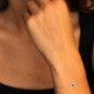 Bracelet Or Blanc Diamants et Saphir Bleu - Motif Coeur - Femme