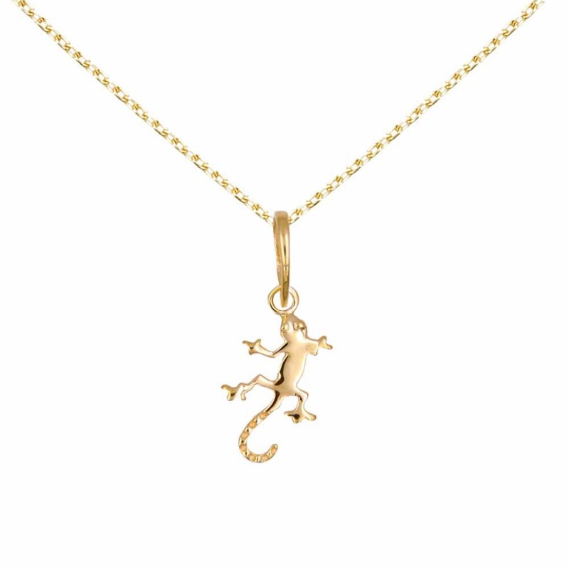 Collier - Pendentif Or Jaune Salamandre - Chaine Dorée