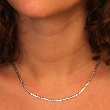 Collier Femme Maille Haricot - Or Blanc