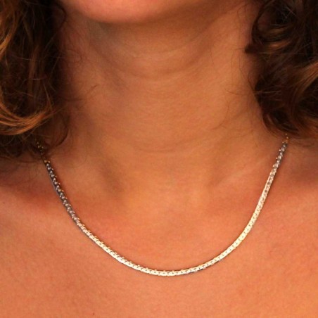 Collier Femme Maille Haricot - Or Blanc