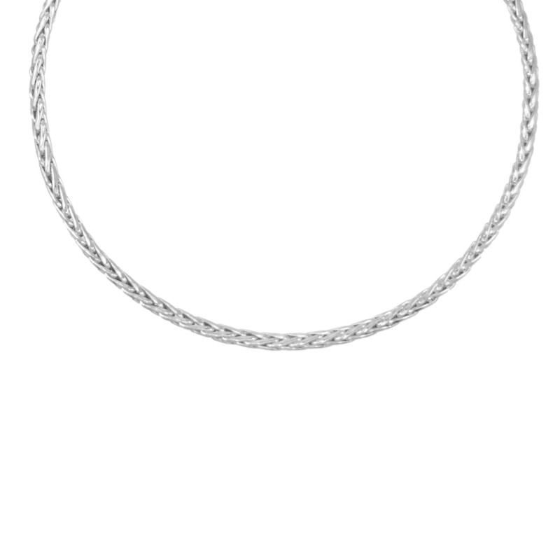 Collier Femme Maille Palmier - Or Blanc