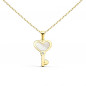 Collier - Pendentif Clef d'Amour Or 18 Carats 750/000 Jaune et Nacre - Chaine Dorée