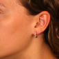 Boucles d'Oreilles Demi Créoles Or Rose et Zirconiums - Femme