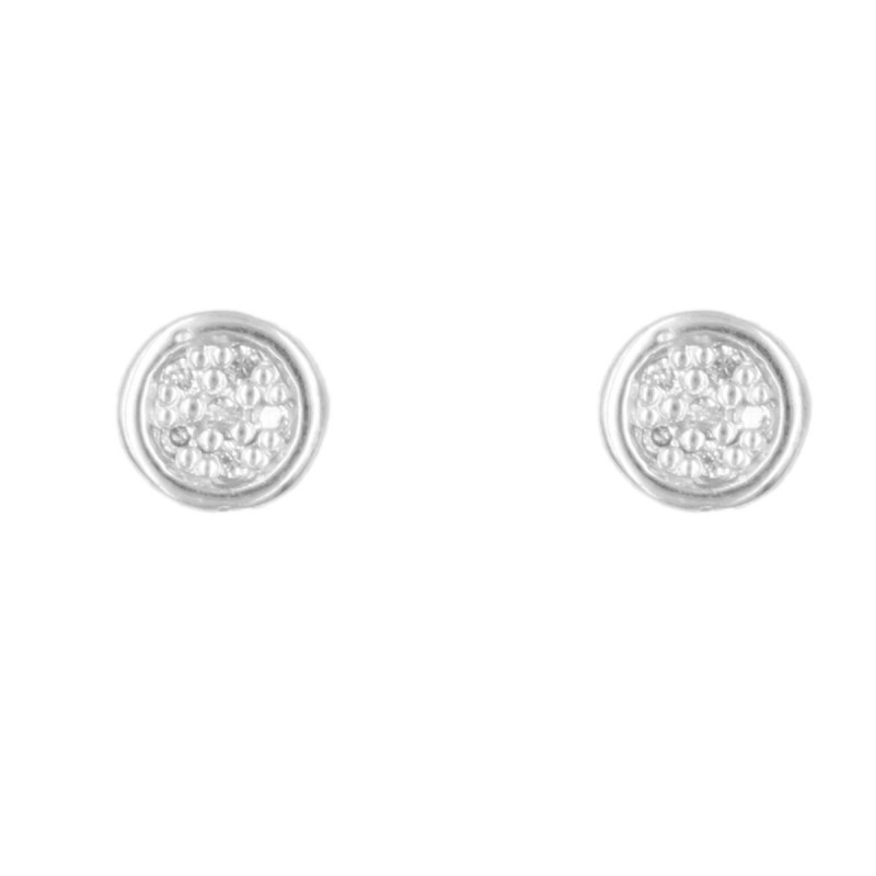 Boucles d'Oreilles Or Blanc - Pavé Diamants - Femme ou Enfant