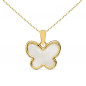 Collier - Pendentif Or 18 Carats 750/000 Jaune et Nacre Papillon - Chaine Dorée